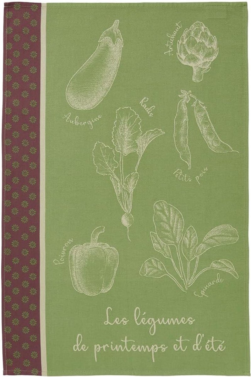 SnelShoppen - Keuken Theedoek 50 x 75 cm, Katoen, Tuin Groenten Motief, Schattige Radijsjes, Erwten en Artisjokken, Perfect voor Koken en Tafelen