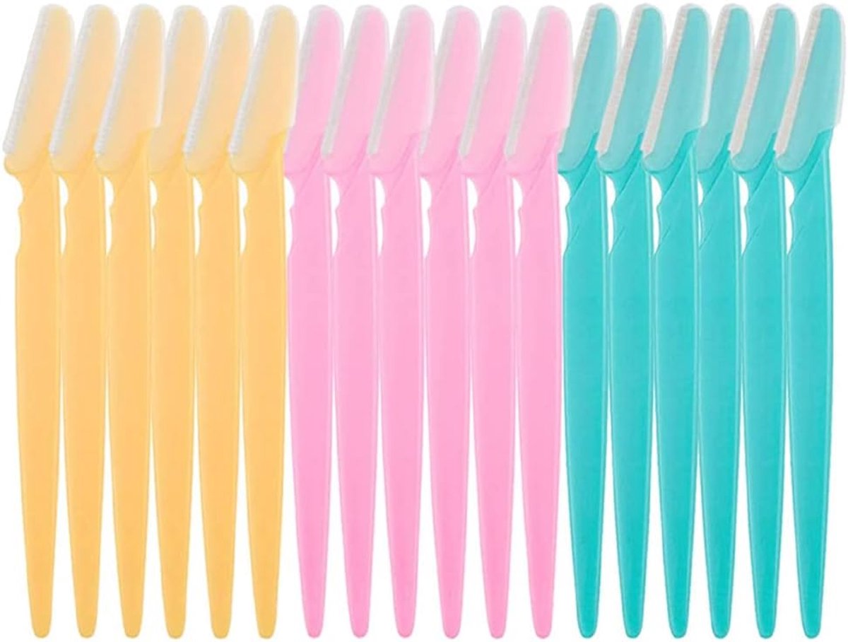 SnelShoppen - Eyebrow Razor Blades Shaper voor Gezicht, Lichaam en Wenkbrauwen - 18 Stuks - Roestvrijstalen Veiligheidsmesjes - Inclusief Dual Brow Br