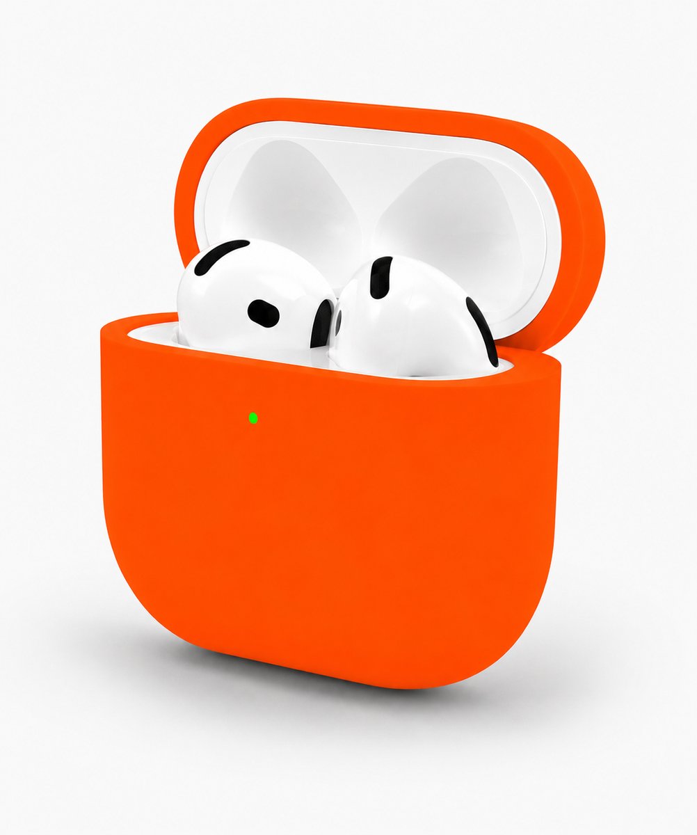 Enluxe Case geschikt voor Airpods 4 - Oranje - Premium Siliconen Hoesje, Valbescherming & Spatwaterdicht, Draadloos Opladen Compatibel