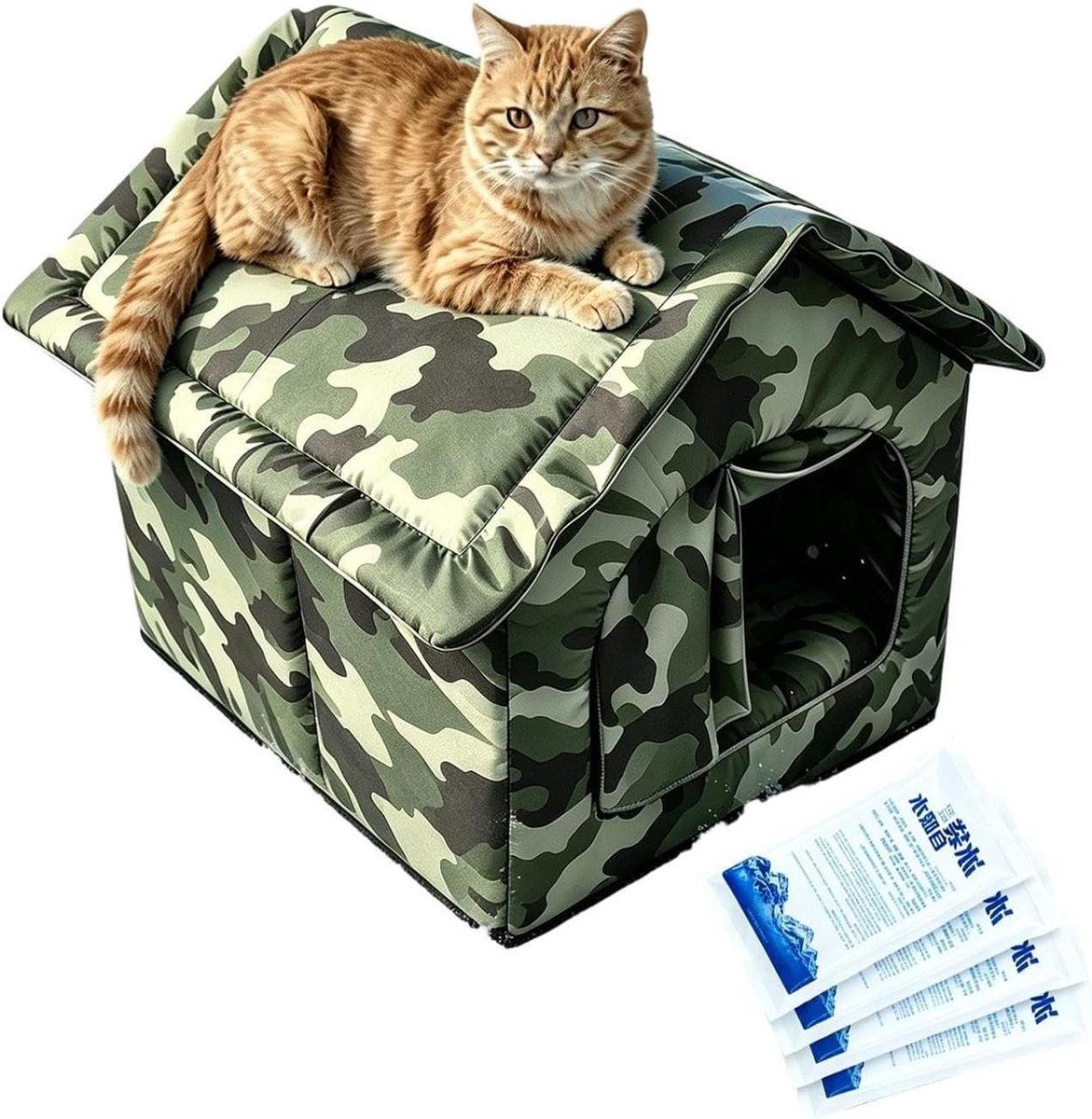 Gekoeld Kattenhuis - Kattenverblijf Koel - Hitte Ontvluchten - Waterdicht Seizoensbestendig - 40x35x35 cm - Grijs