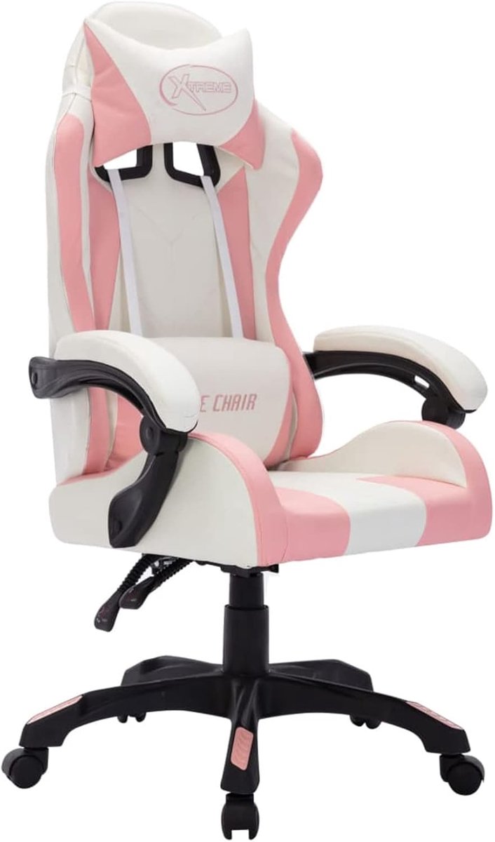 Gaming stoel - Bureaustoel comfort - Comfortabel gamen - Verstelbare rugleuning - 82 x 55 x 315 cm - Roze zwart — afbeelding 4