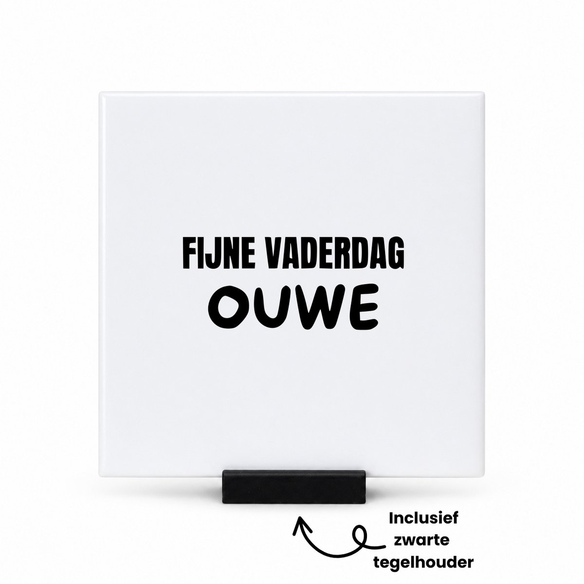 Hacebo Fijne vader dag ouwe tegeltje met tegelhouder - Vader - Familie - tegeltjes met tekst - Vaderdag - Cadeau - spreuktegels - 10.8x10.8 CM Wit