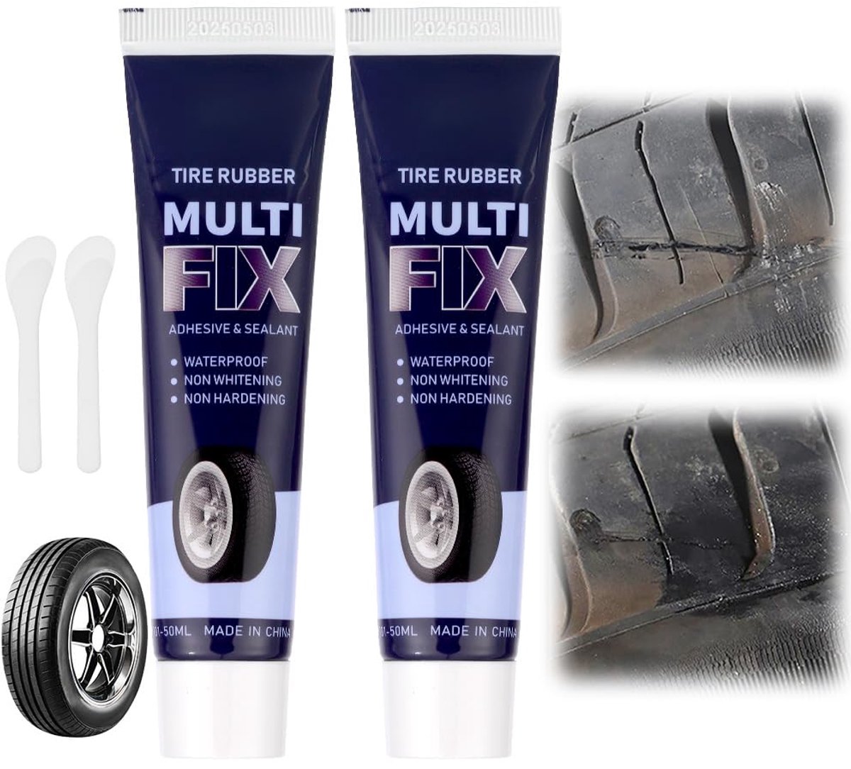 SnelShoppen - Bandenreparatielijm 100ml - Zwarte Instant Autoband Reparatielijm - Zelfklevende Rubberlijm voor Fiets en Auto - Sterke Afdichtmiddel vo