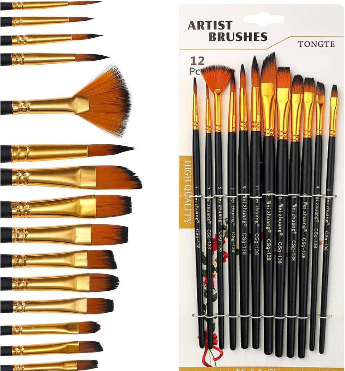 SnelShoppen - Kinder Make-up Kwastenset 12-delig - Zacht Synthetisch Haar voor Veilig Make-up Spel - Perfect voor Halloween, Carnaval, Feesten en Thea