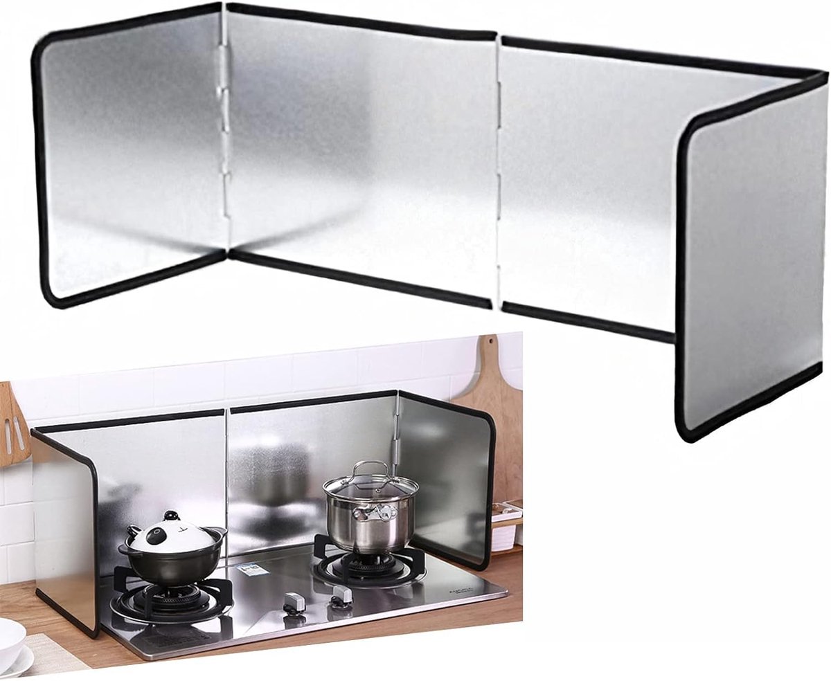 Thijox - Opvouwbaar Spatscherm Keuken RVS Voor Fornuis Voorzien Van Spatbescherming 78x30x29CM Zilver Zonder Boren Voor Koken, Bakken, Sauzen