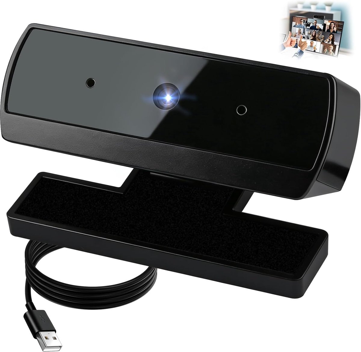 SnelShoppen - 4K Webcam voor PC, Mac, Notebook, MacBook, Full HD 1080P Webcam met Ruisonderdrukking Microfoon, Snelle Automatische Vaste Focus voor Vi