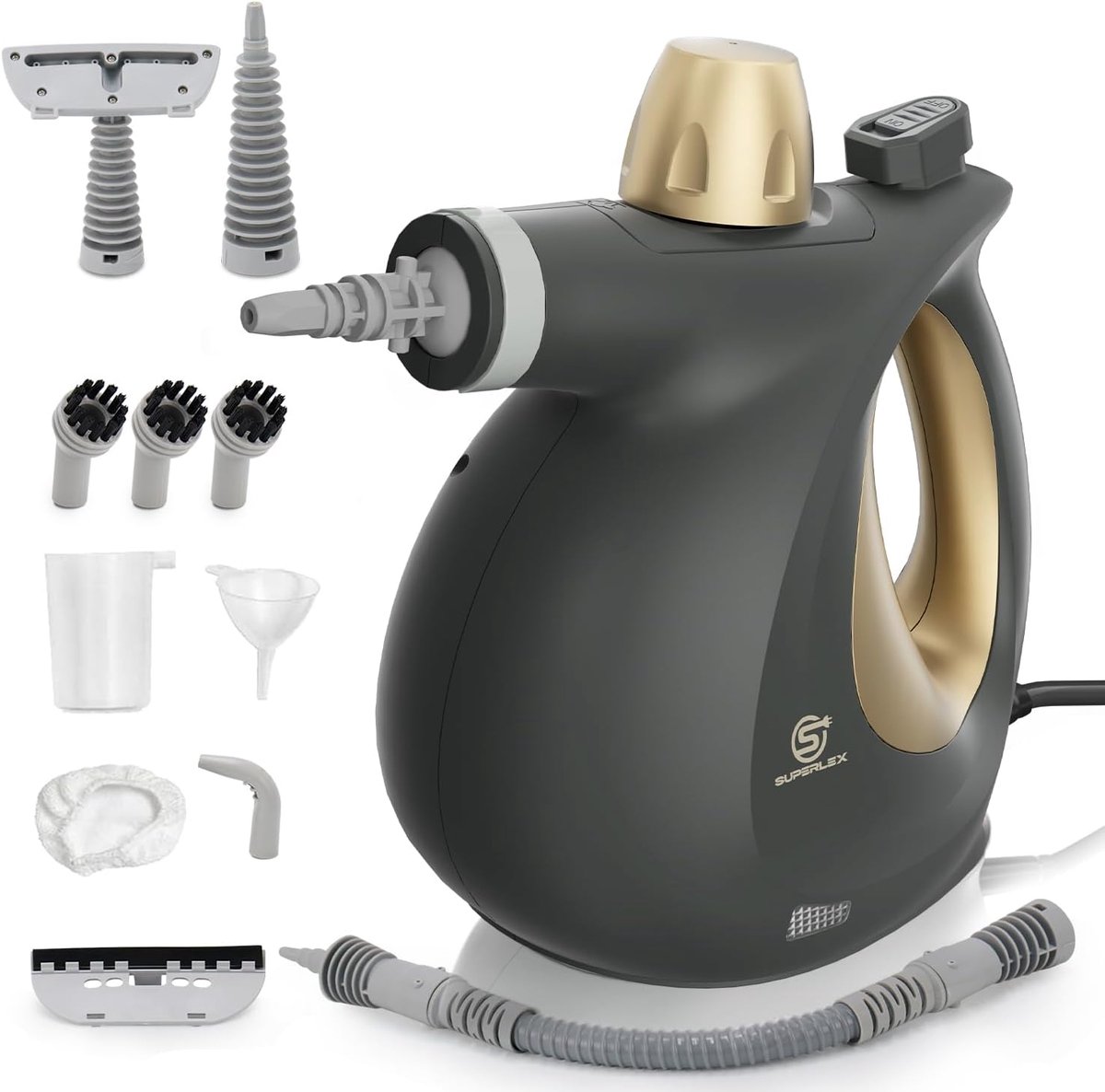 SnelShoppen - Handstoomreiniger 1050 W met 350 ml Waterreservoir, Draaibaar Mondstuk 180 Graden, Hoge Druk 4 m Kabel, Draagbare Stoomreiniger voor Bek