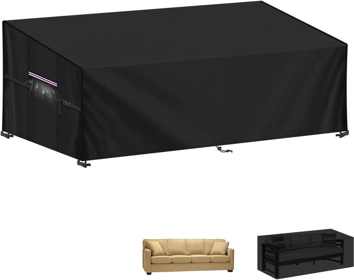 SnelShoppen - Tuinbankhoes 3-4 Zits Waterdichte Beschermhoes voor Tuinbank, 420D Oxford-Stof, UV-Bestendig, Scheurvast, 220x85x71/61cm, Perfect voor T