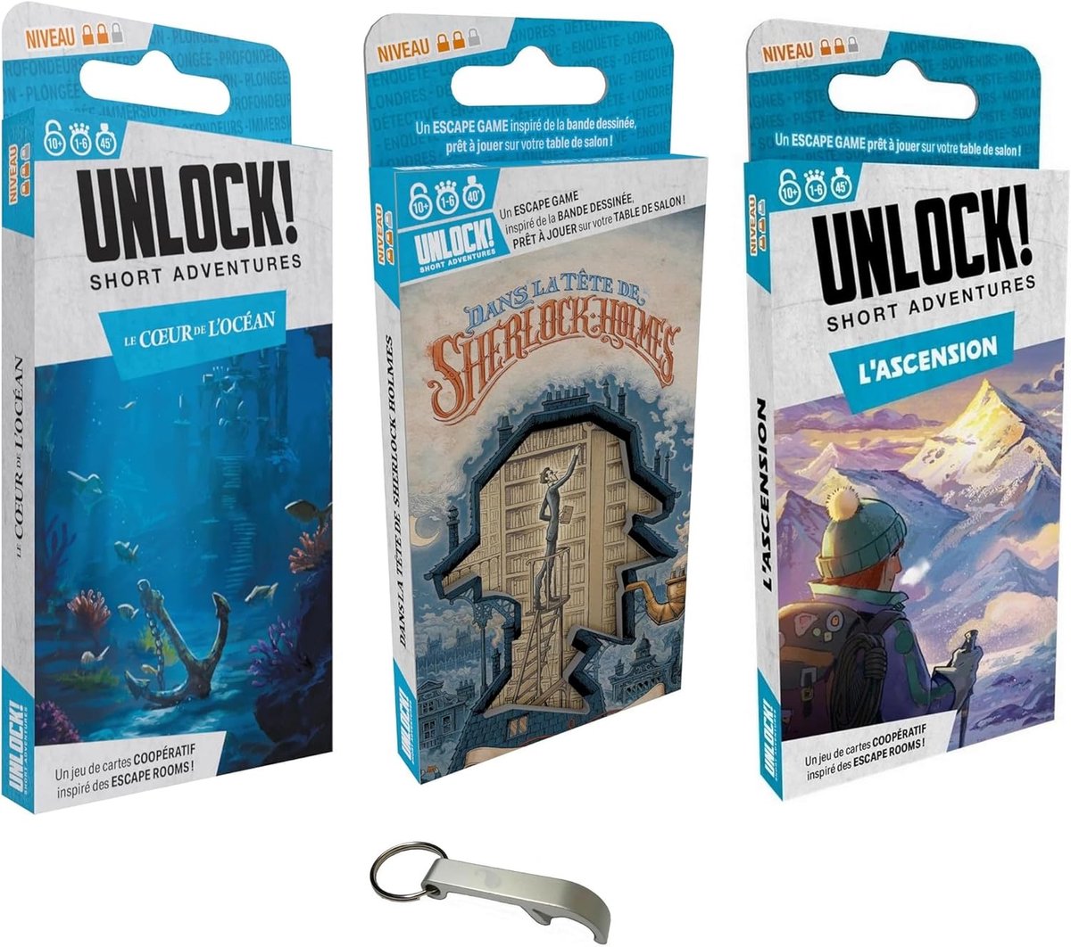 SnelShoppen - Set van 3 Unlock Short Adventures - L'Ascension, Het Hart van de Oceaan, In het Hoofd van Sherlock Holmes - Gezelschapsspel voor 1-6 Spe