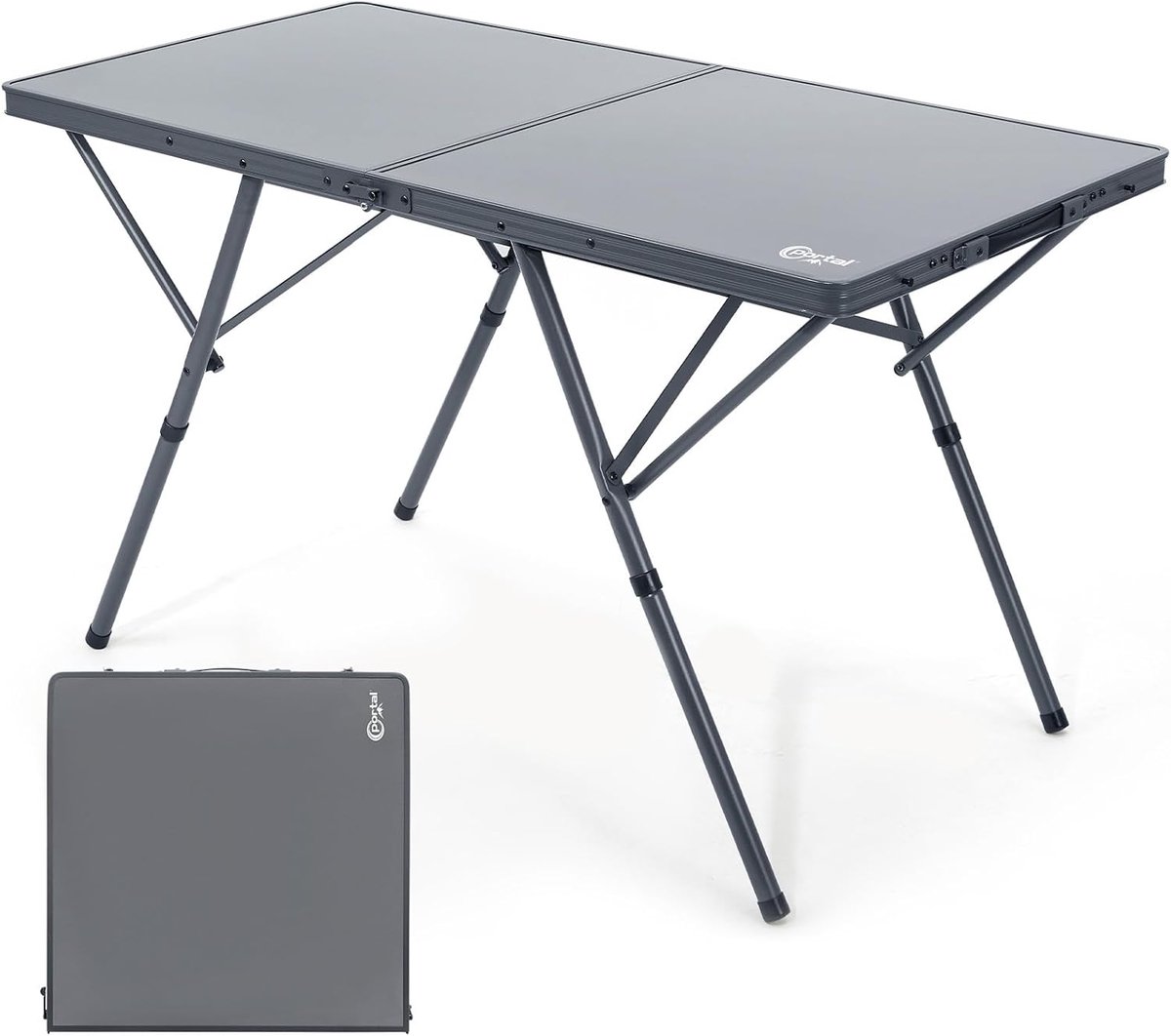 SnelShoppen - Portal Campingtafel Opvouwbaar 120x60 cm - Extra Groot Aluminium Tafelblad - In Hoogte Verstelbare Klaptafel voor 4-6 Personen - Ideaal