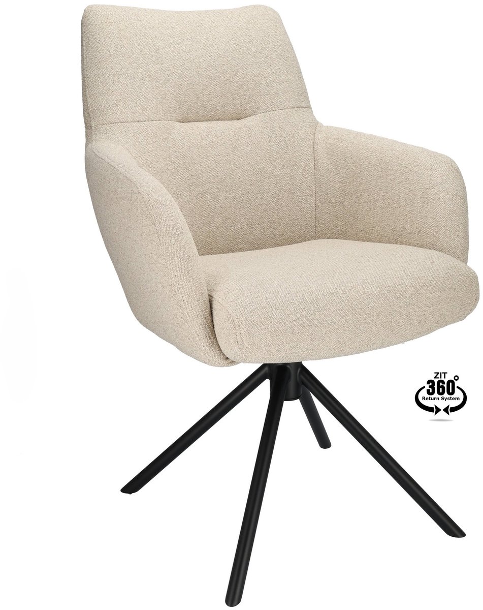 Icon Living - Armstoel Colorado Stof Glory Beige Leg Black 360° Return-system