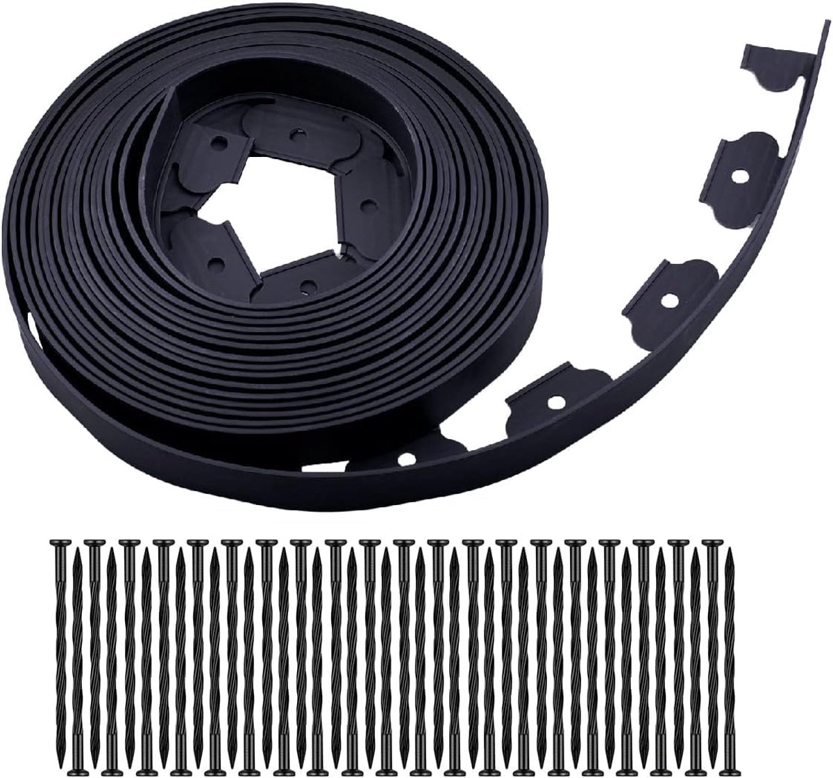 SnelShoppen - 10 m Tuinrandset met 30 Haringen, Flexibele Plastic Tuinrand, 6 cm Hoog, Zwart, Ideaal voor Tuin, Bloembedden, Gazon en Paden