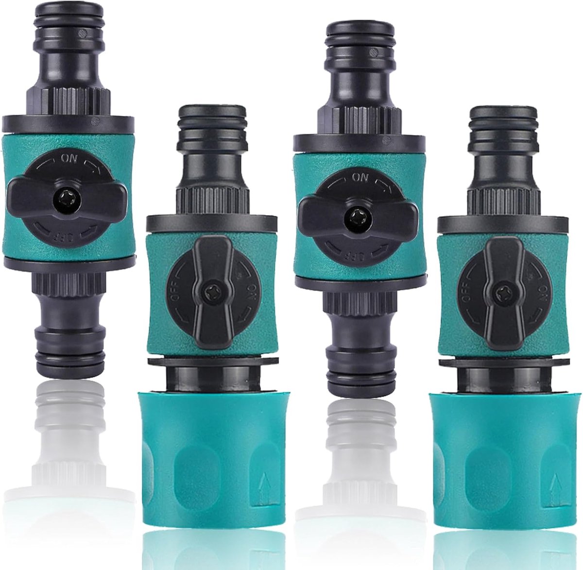 SnelShoppen - 4-delige Tuinslang Aansluiting met 16 mm Controleklep | Water Slangaansluiting, Snelle Koppeling met 2-Weg Controleklep voor 1/2 Inch Tu