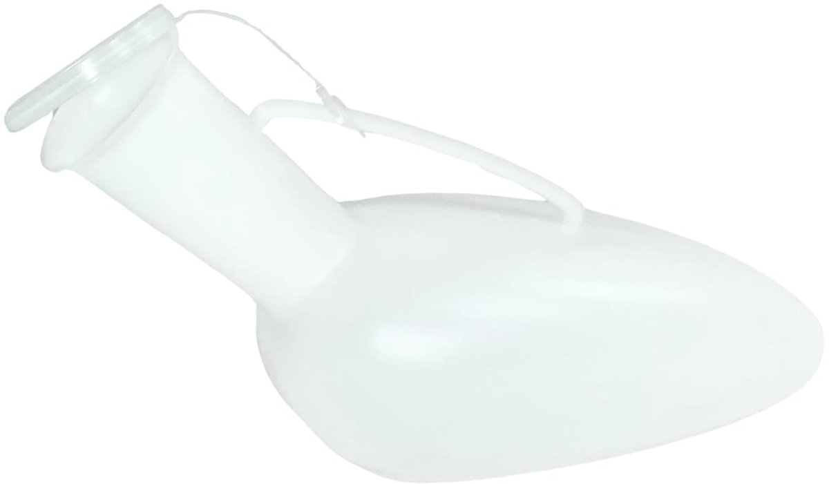SnelShoppen - Draagbare Urinal voor Mannen met Deksel - 1000 ml Parrot Urinal van Polyethyleen - Wit - Ideaal voor Camping, Thuiszorg en Sanitaire Omg