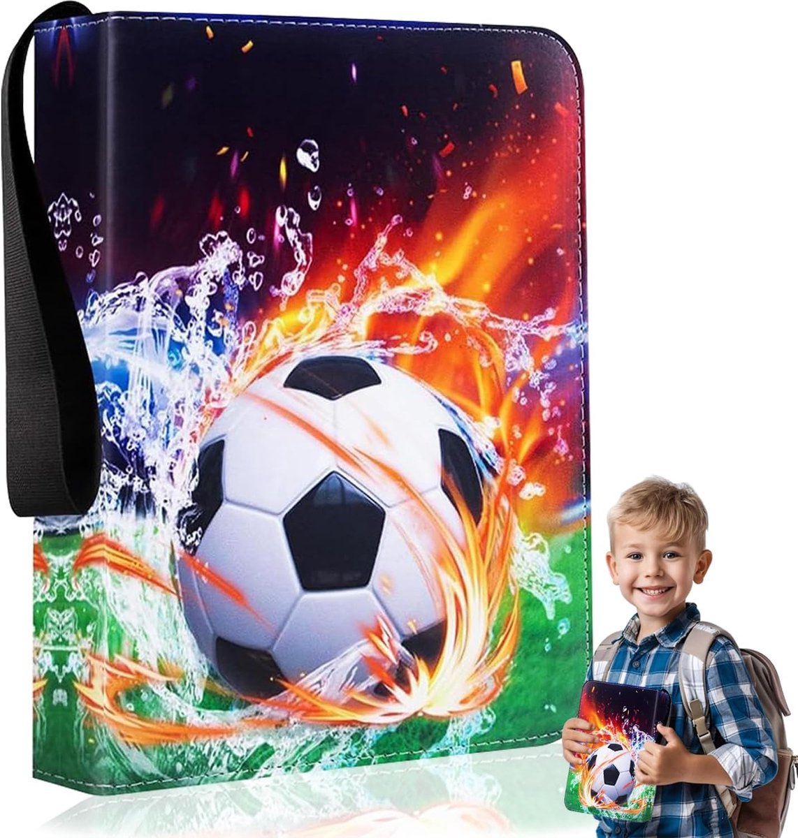 SnelShoppen - Voetbalverzamelalbum voor Voetbalkaarten, 50 Pagina's, 400 Kaarten Capaciteit, Ritssluiting, Geschikt voor Alle Soorten Voetbalkaarten,