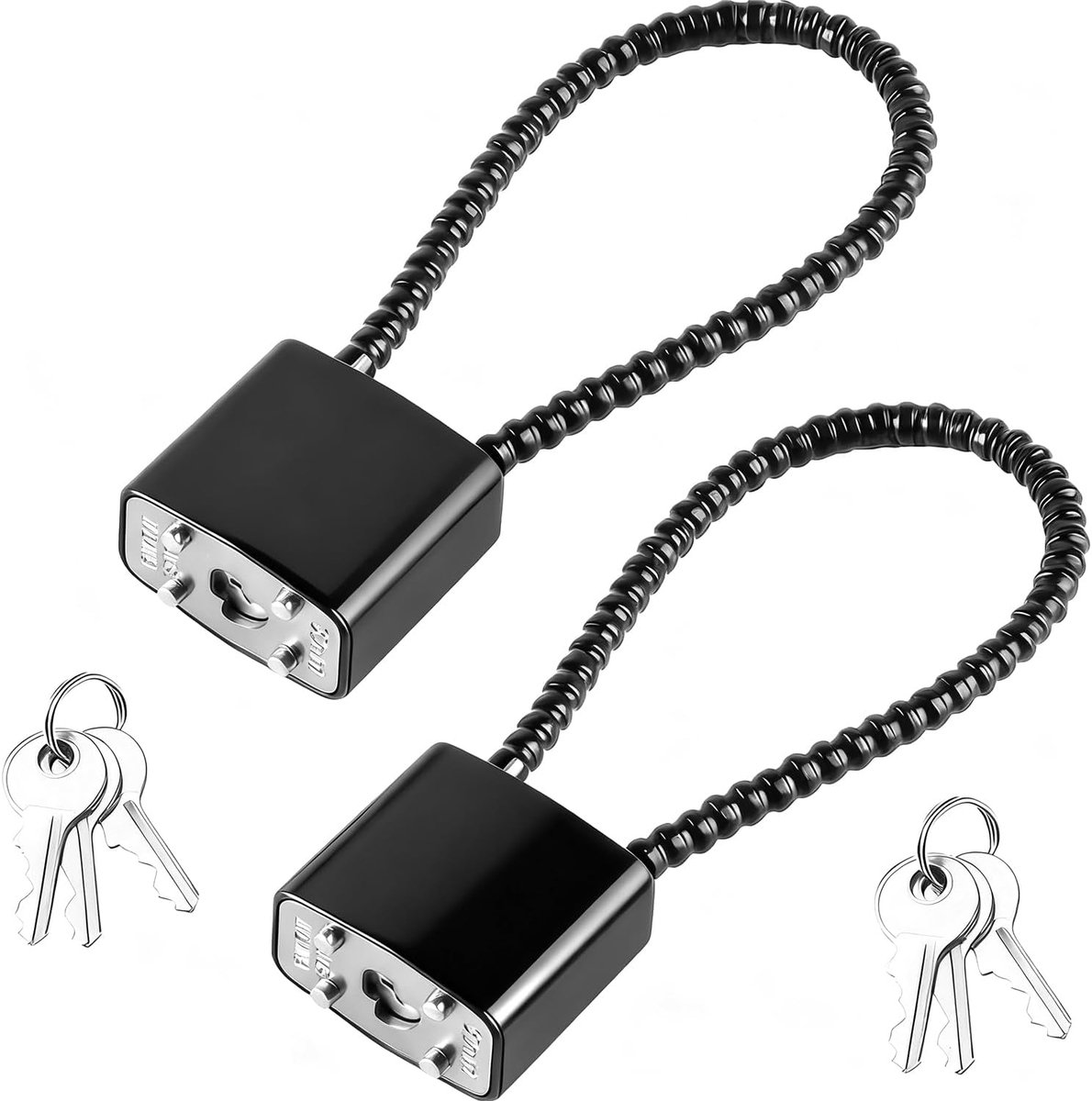 SnelShoppen - Cable Lock Set met Sleutels, 20cm Stalen Kabel, 8.5cm Hangslot voor Meubels, Kluisjes, Fietsen, 2-Pack