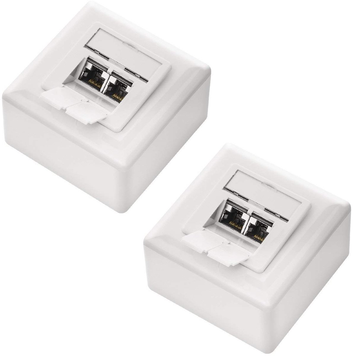 SnelShoppen - CAT6a Netwerkdoos 2x RJ45 Poort - Afgeschermd - Opbouw of Inbouw - 10 Gigabit Ethernet - EIA/TIA 568A&B - Wit