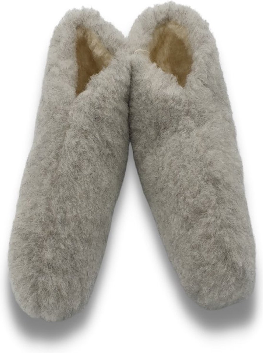 wollen sloffen 100% wol pantoffels -grijs laag model- maat 42