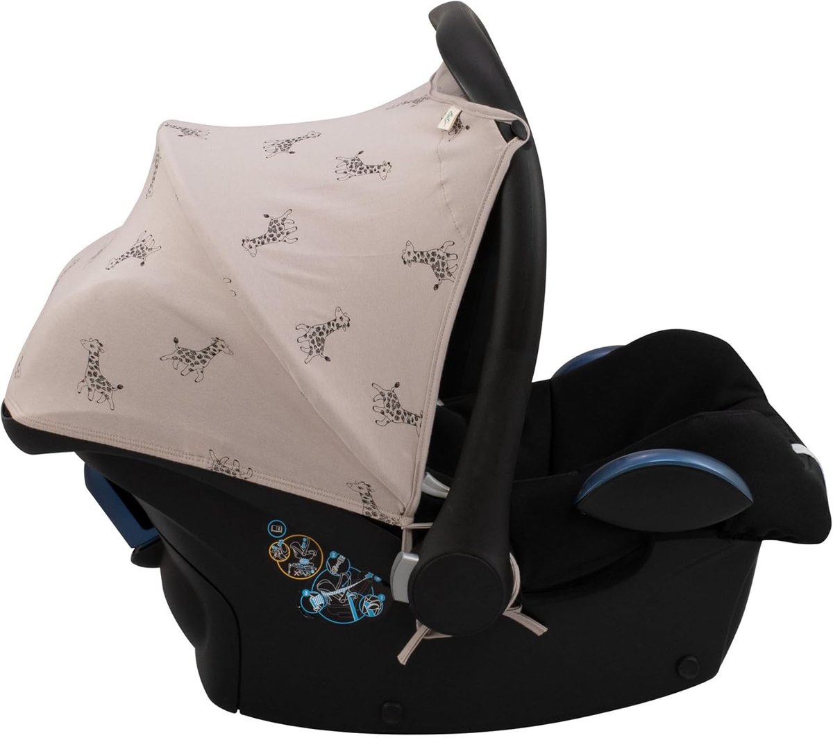 SnelShoppen - Zonnekap voor Maxi Cosi Cabriofix - Ademende Katoenen Stroller Cover - Giraffe Design - Perfect voor Zomer - Kinderen