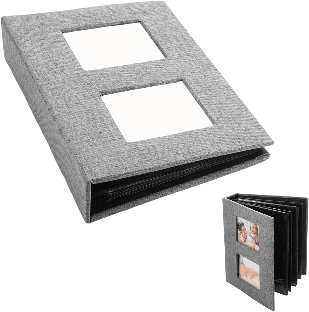 SnelShoppen - Photo Album Insertion Album 10 x 15 cm - 200 Foto's - Luxe Linnen Cover met Voorraam - Perfect voor Familie, Bruiloft en Verjaardag - Gr