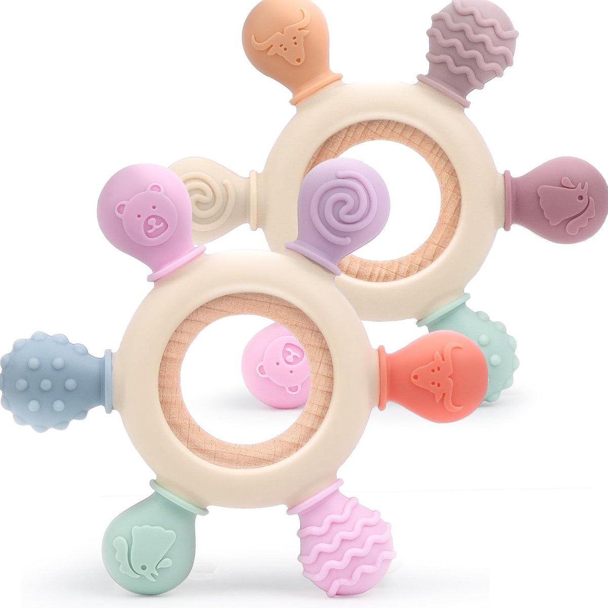 SnelShoppen - Beißring voor Baby, Silicone Tandjes Speelgoed, Veilig en Zacht, Gums Massage, Geschikt voor Jongens en Meisjes, Kleur: Diverse Kleuren,