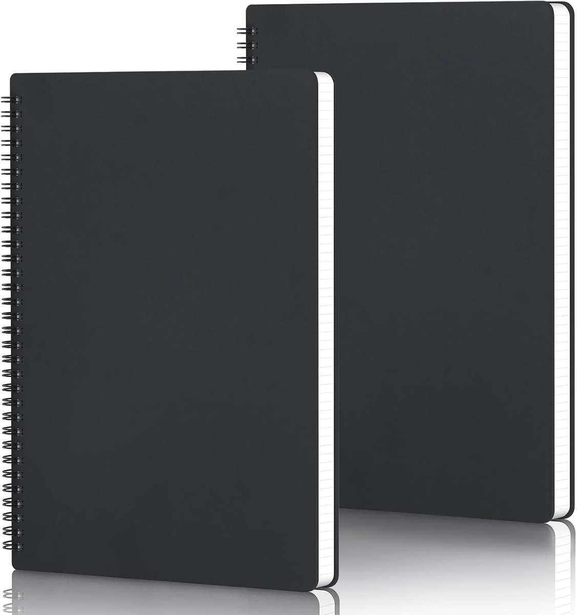 SnelShoppen - A4 Notebook Lined 2 Stuks 21x29.2cm Spiral Notitieboek met Dikte Lijnen 100g, 60 Vel Ringband Memo Pad Zwart