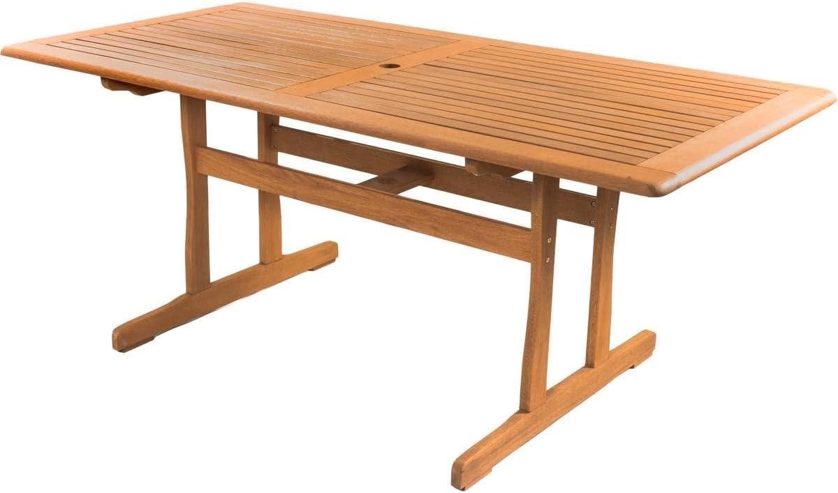 Tuintafel Hout - Eettafel Buiten - Buiten Eten - Met Parasolgat - 180 x 90 cm - Naturel