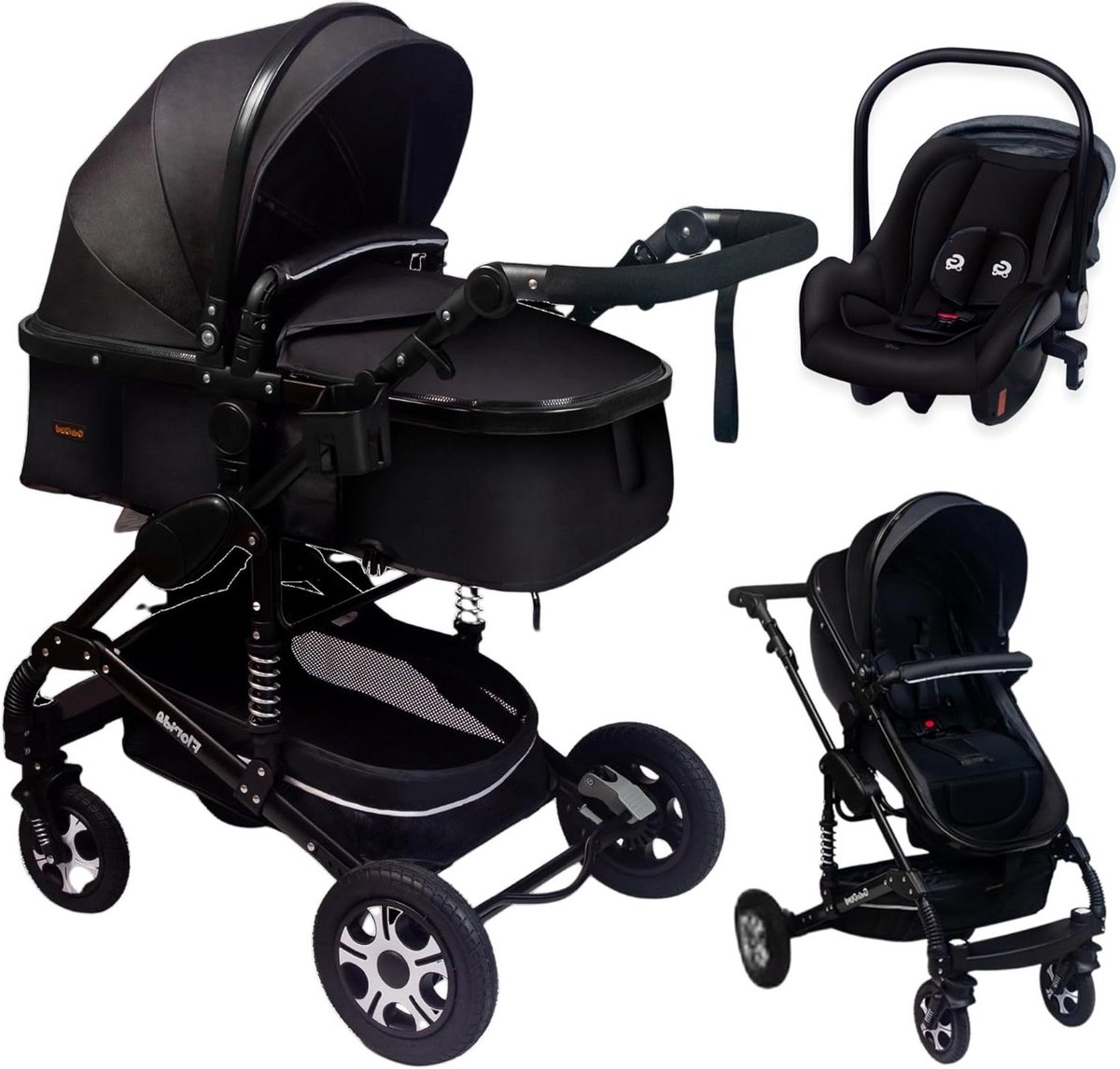 Kinderwagen 3-in-1 - Combi kinderwagen - Veilig reizen baby - TÜV gecertificeerd - 11 Kilogram - Zwart Zwart