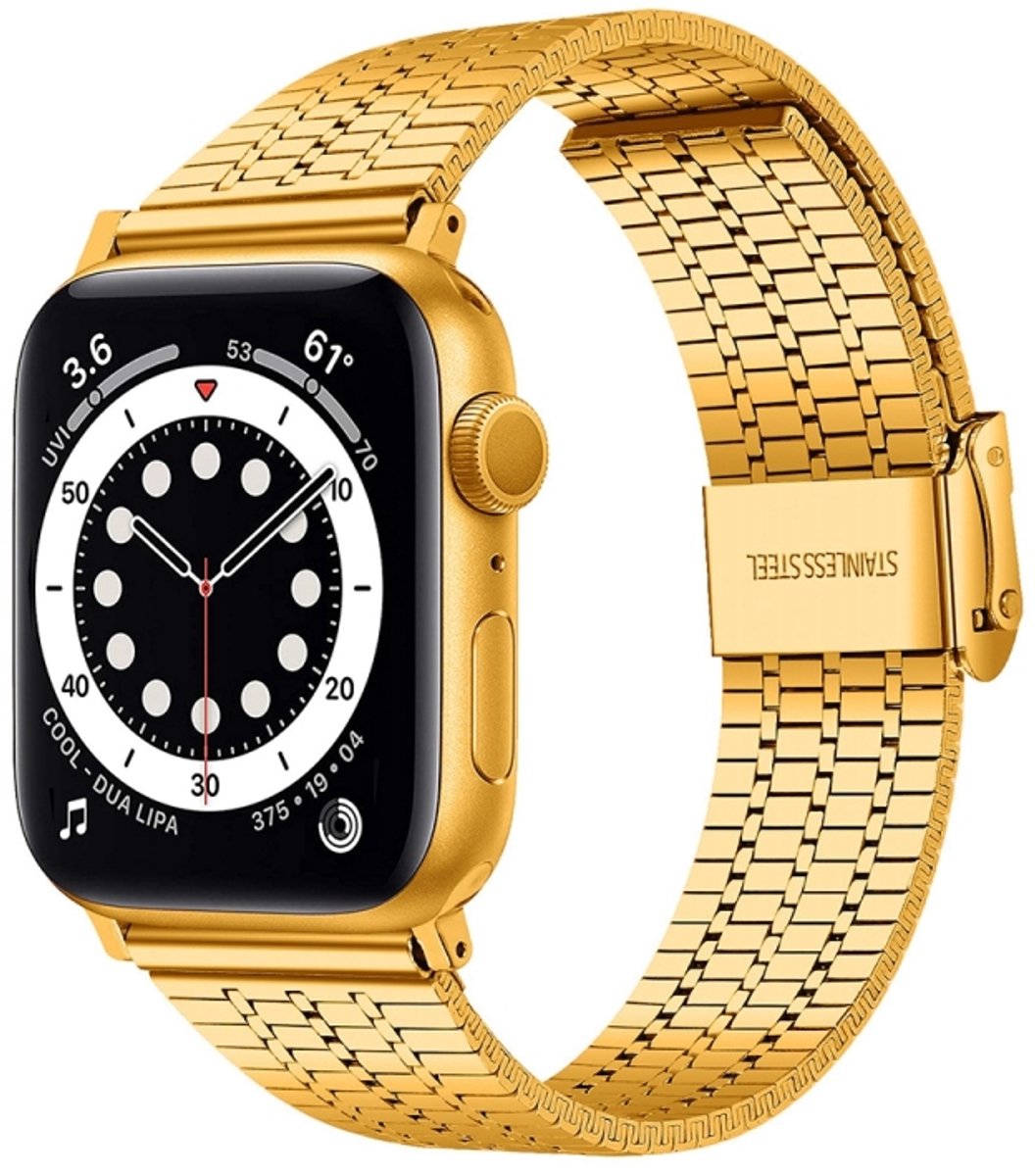 Stalen horlogeband voor Apple Watch Series 7 45 mm / 6 & SE & 5 & 4 44 mm / 3 & 2 & 1 42 mm (goud)