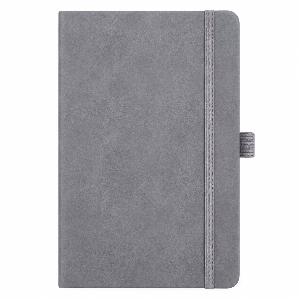 VHV - A5 Notitieboek - 200 Pagina's, 80 g/m² Papier - Soft-Touch Harde Kaft met Elastiek, Penlus en Bladwijzer - Grijs