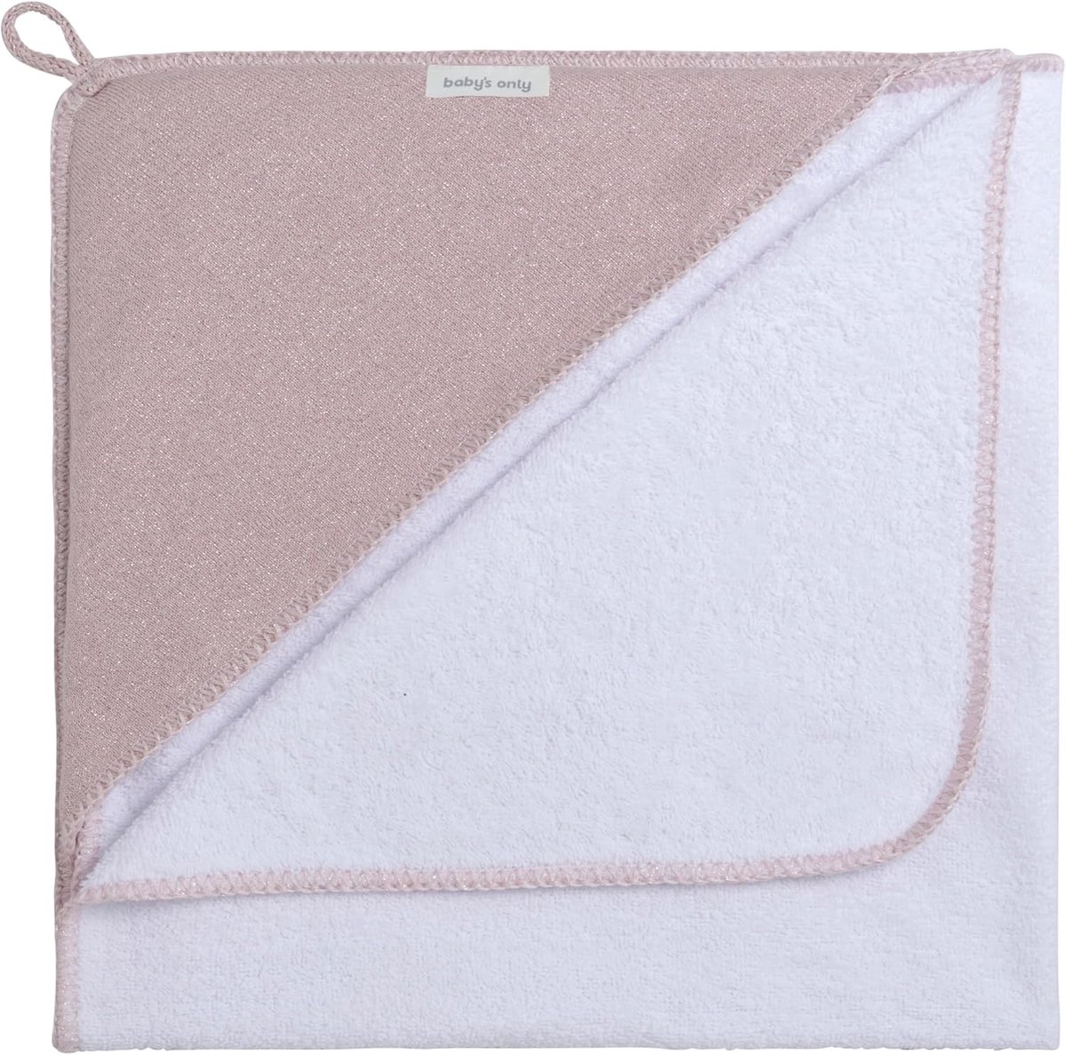 SnelShoppen - Baby badcape Omslagdoek Handdoek met capuchon Sparkle Zilver-Roze Mêlee 75x85 cm Ademend en Vochtabsorberend voor Badderen en Douchen