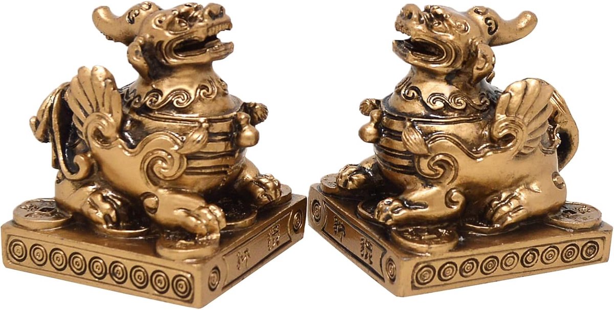 SnelShoppen - Feng Shui Pi Xiu/Piyao Standbeeld Beeldje met Gratis Rode String Armband - 4cm Hars Materiaal - Geluk en Rijkdom Decoratie voor Huis en