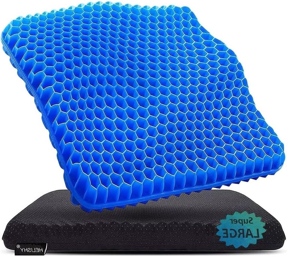 Gel zitkussen - Stoelkussen extra dik - Langdurig zitten - Ademend honingraatontwerp - 48x45 cm - Blauw