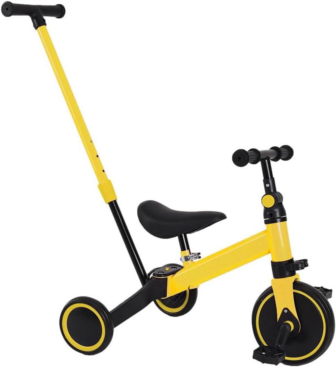 Driewieler Peuter - Loopfiets - Leren Fietsen - 3-in-1 Ontwerp - 1 tot 5 Jaar - Geel