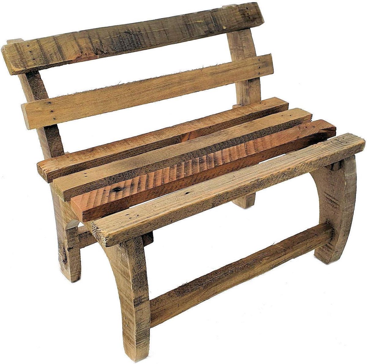 Houten bloemenbank - Decoratieve bank - Planten presenteren - Gemaakt van oud hout - 32 x 27 x 21 cm