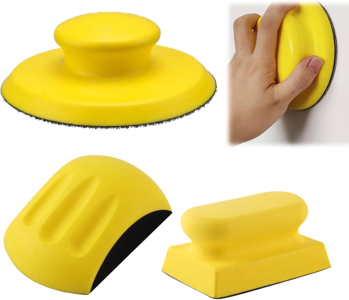 SnelShoppen - 3 Pcs Hand Schuurblokken 5 Inch Ergonomisch Design, PU Materiaal voor Houtbewerking, Meubels, Polijsten, Creatieve Klussen