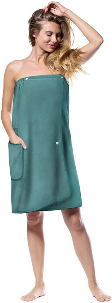 SnelShoppen - Sauna Kilt voor Vrouwen, 80x140 cm, Sneldrogend Frottee, Elastische Sauna Rok met Knopen en Zakjes, Ideaal voor Sauna, Hammam en Thalass