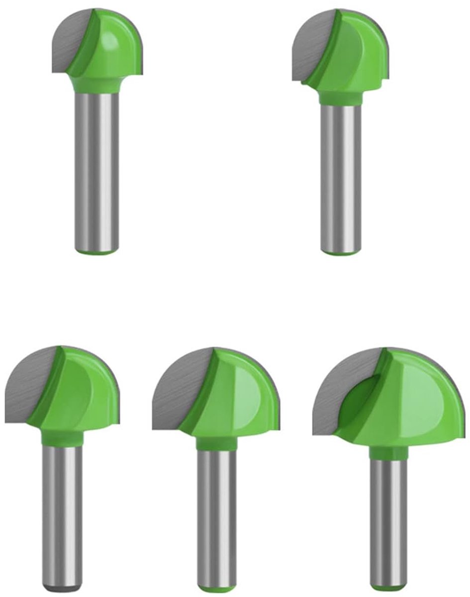 SnelShoppen - 5PCS 8mm Shank Rondneus Cove Core Box Frees Cutter Houtbewerking - Carbide Router Hollow Cutter Ball Cutter - 16/18/22/25/32mm