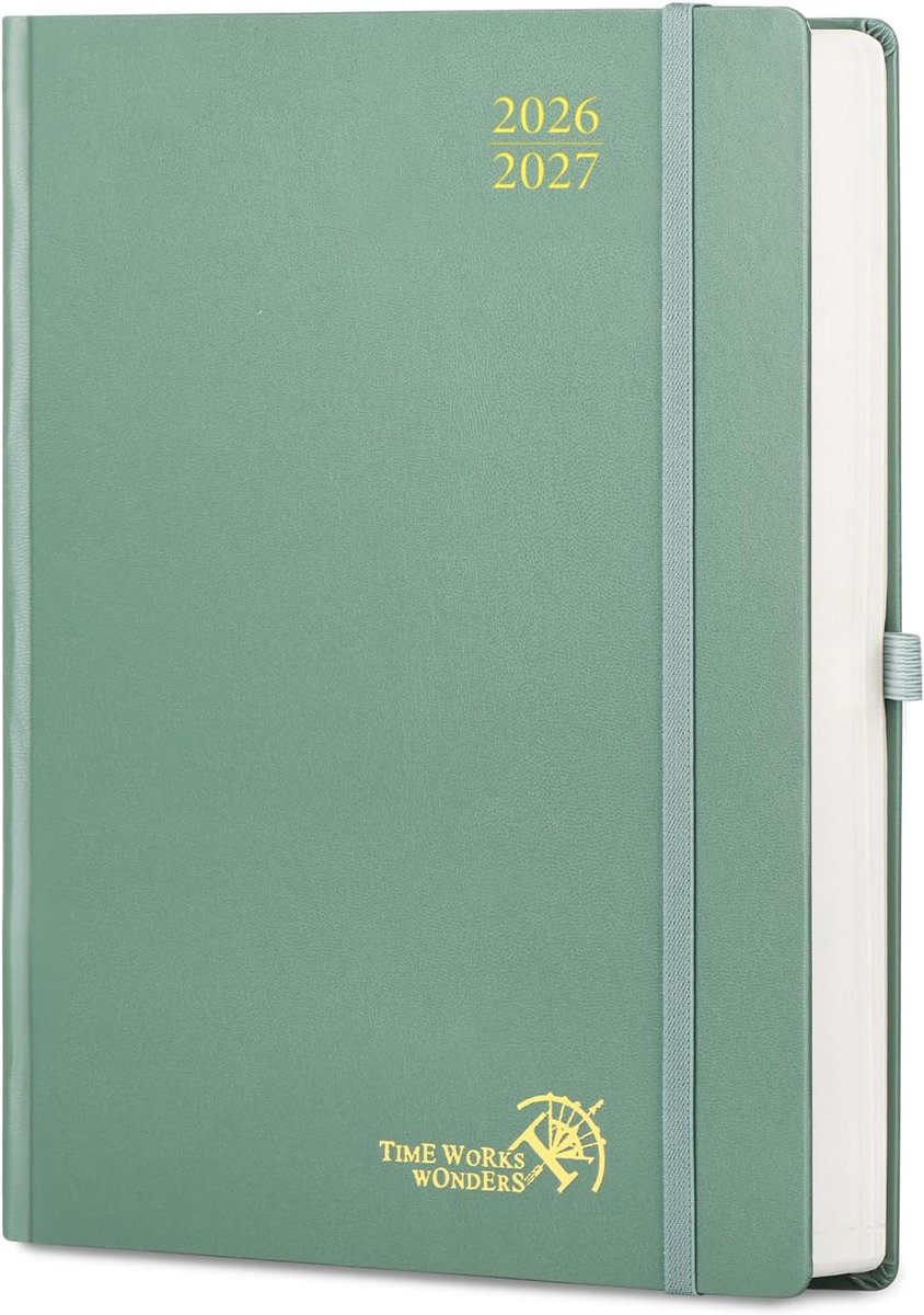 SnelShoppen - Agenda 2026 2027 A4 Daily Planner Large 30.5x21.5 cm, 1 Pagina per Dag, 12 Maanden School Planner, Hard Cover, 80 GSM, Nachtgroen