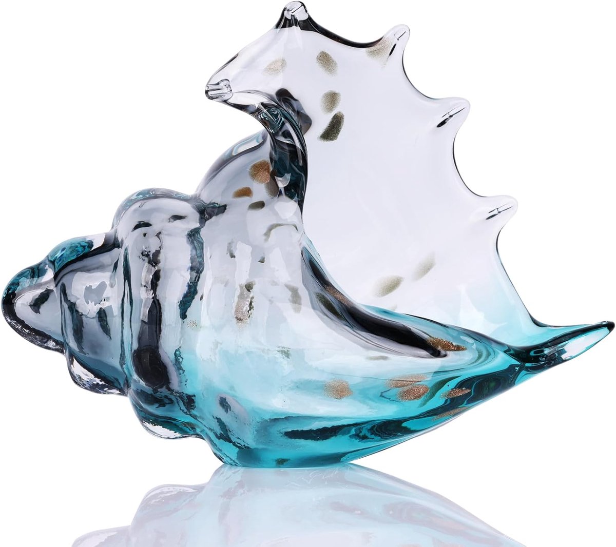 SnelShoppen - Handgeblazen Glazen Schelp Sculptuur, Grijze Glaskunst, Zeezijde Decoratie met Schelpen, TV Stand voor Woonkamer Boekenkast, Badkamer Re