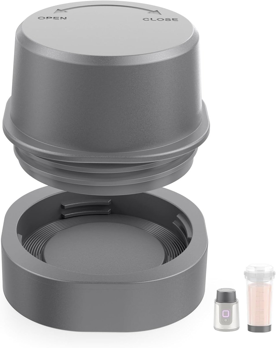 SnelShoppen - Vervangende Mesdeksel & Onderkap Set voor Draagbare Blender, Blender Accessoires Onderdeel voor Ninja BC151/BC100 Series (Grijs)