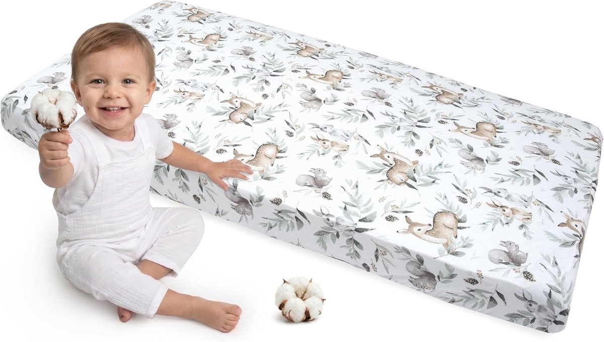 SnelShoppen - Fitted sheet voor babybed 60x120cm - 100% Katoen - Babybeddengoed - Kindermatras - Zacht en comfortabel - Perfecte pasvorm - Baby slaapz
