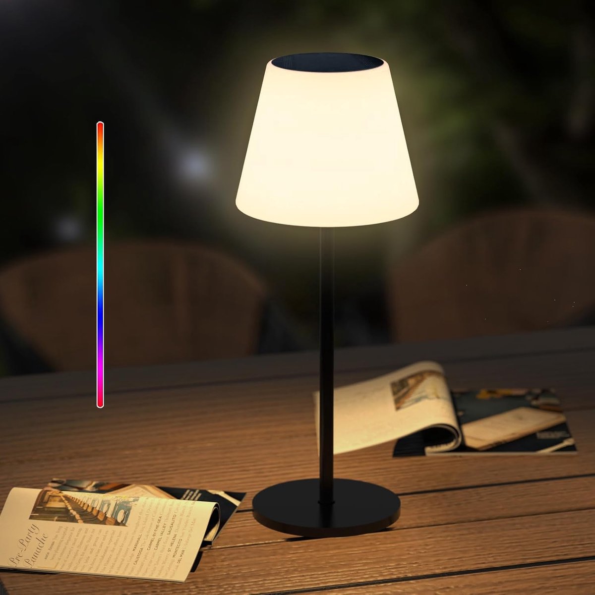 SnelShoppen - Dimbare Solar Tafel Lamp met Licht Sensor - Warm Witte RGB LED - Draadloze Oplaadbare Buitenlamp voor Tuin, Patio, Camping - Ideaal voor