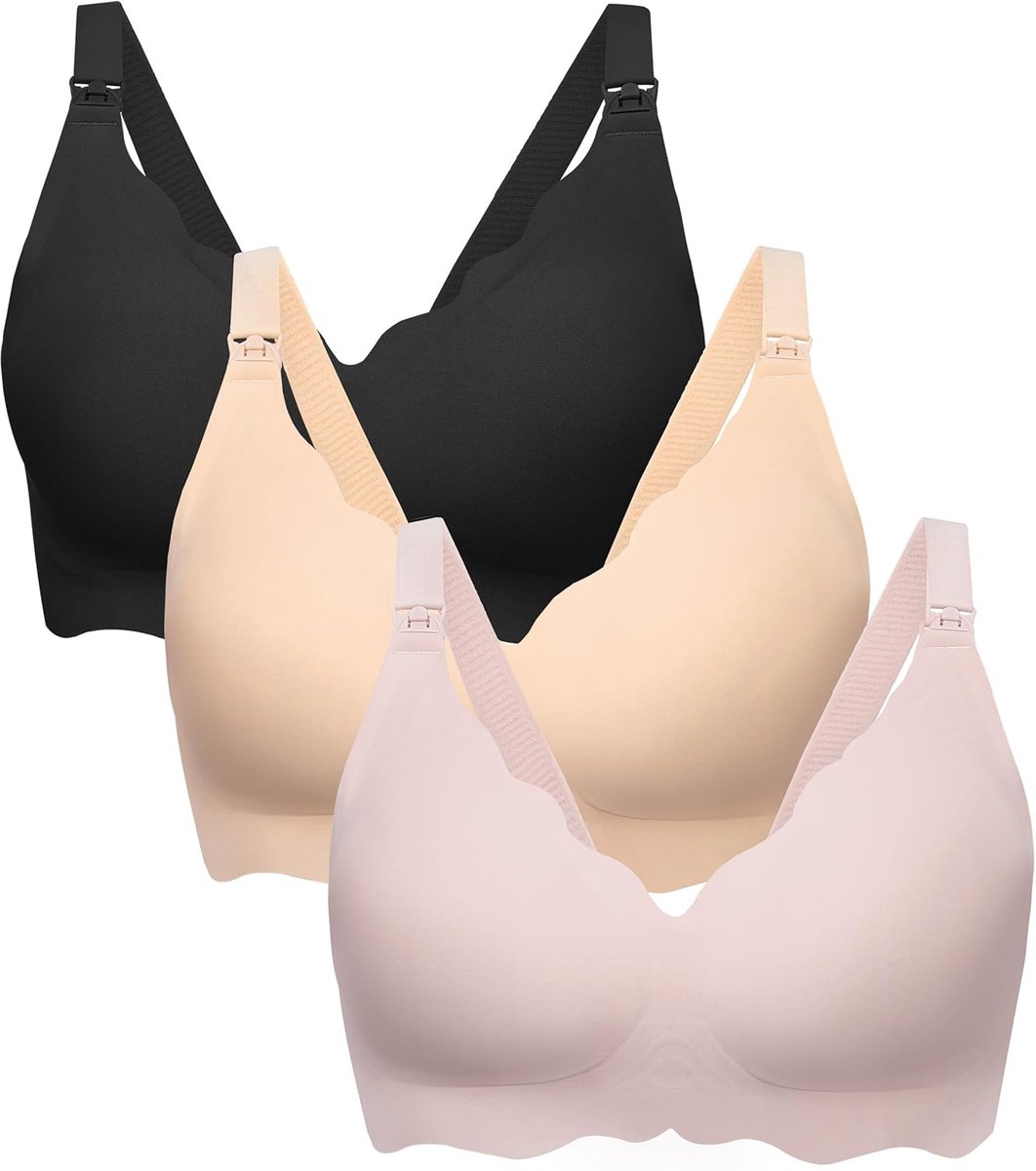 SnelShoppen - Pack van 3 Naadloze Borstvoeding Bh's voor Vrouwen - Comfortabel, Ademend, Ondersteunend - Ideaal voor Dagelijks Gebruik, Zwangerschap e