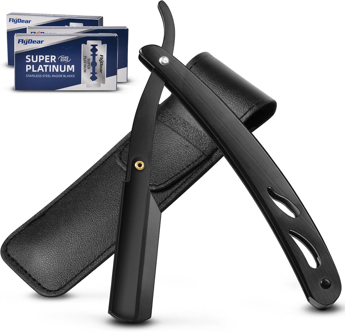 SnelShoppen - URAQT Scheermes voor Mannen met Verwisselbare Bladen en Etui, Reis Scheerset met 30 Dubbele Scheermesjes, Precisie Scheerapparaat, Zwart