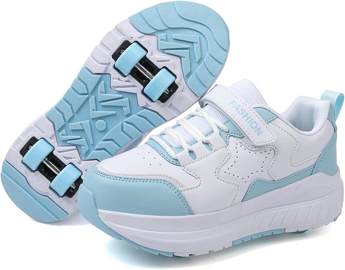 SnelShoppen - Roller schoenen met wielen voor jongens en meisjes - Uittrekbare 4-wiel skate schoenen voor binnen en buiten gebruik - Ideaal voor feest