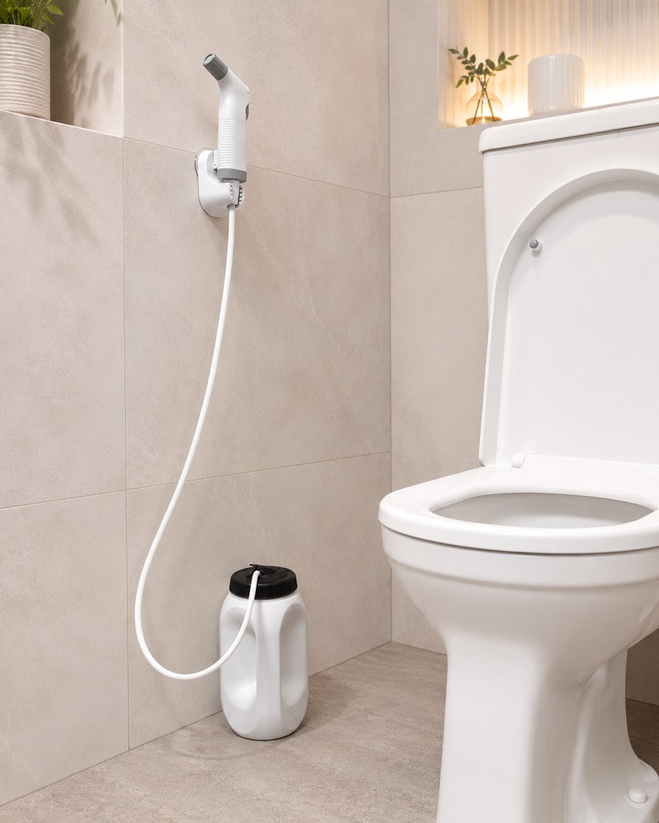 ZoeZo Draagbare Bidet Set 2,5L - Complete Elektrische Reisbidet - 1600mAh Accu - Oplaadbaar met USB-C - Reisdouche - Istinja - 2 Standen
