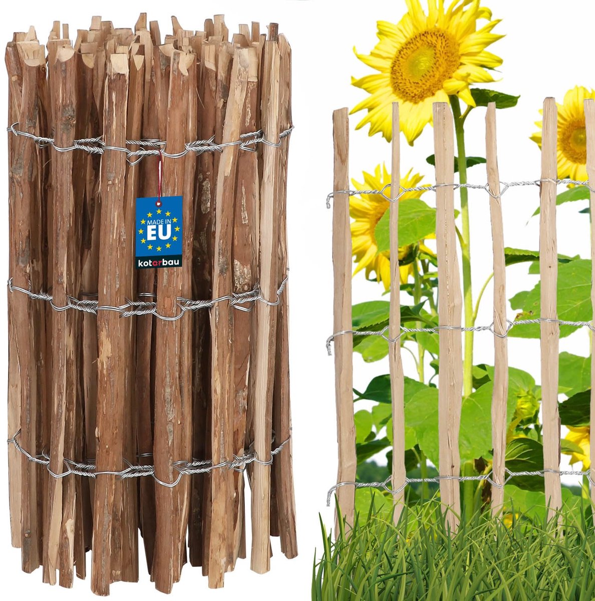 KOTARBAU Bloembedrand, Tuinafscheiding, Houten Tuinhek 0,7x5m, Schapenhek