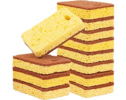 SnelShoppen - Biodegradable Keukenspons - 12 Stuks Ecologische Kokosnoot Cellulose Spons - Herbruikbaar, Krast Niet, Composteerbaar, Natuurlijk Schoon