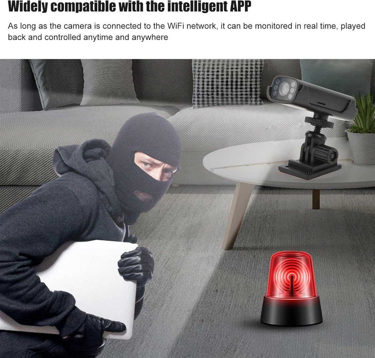 SnelShoppen - WIFI Beveiligingscamera 1080P Draadloos voor Buiten, Bewegingsdetectie, IR Nachtzicht, Cyclische Videorecording, Accu-Aangedreven